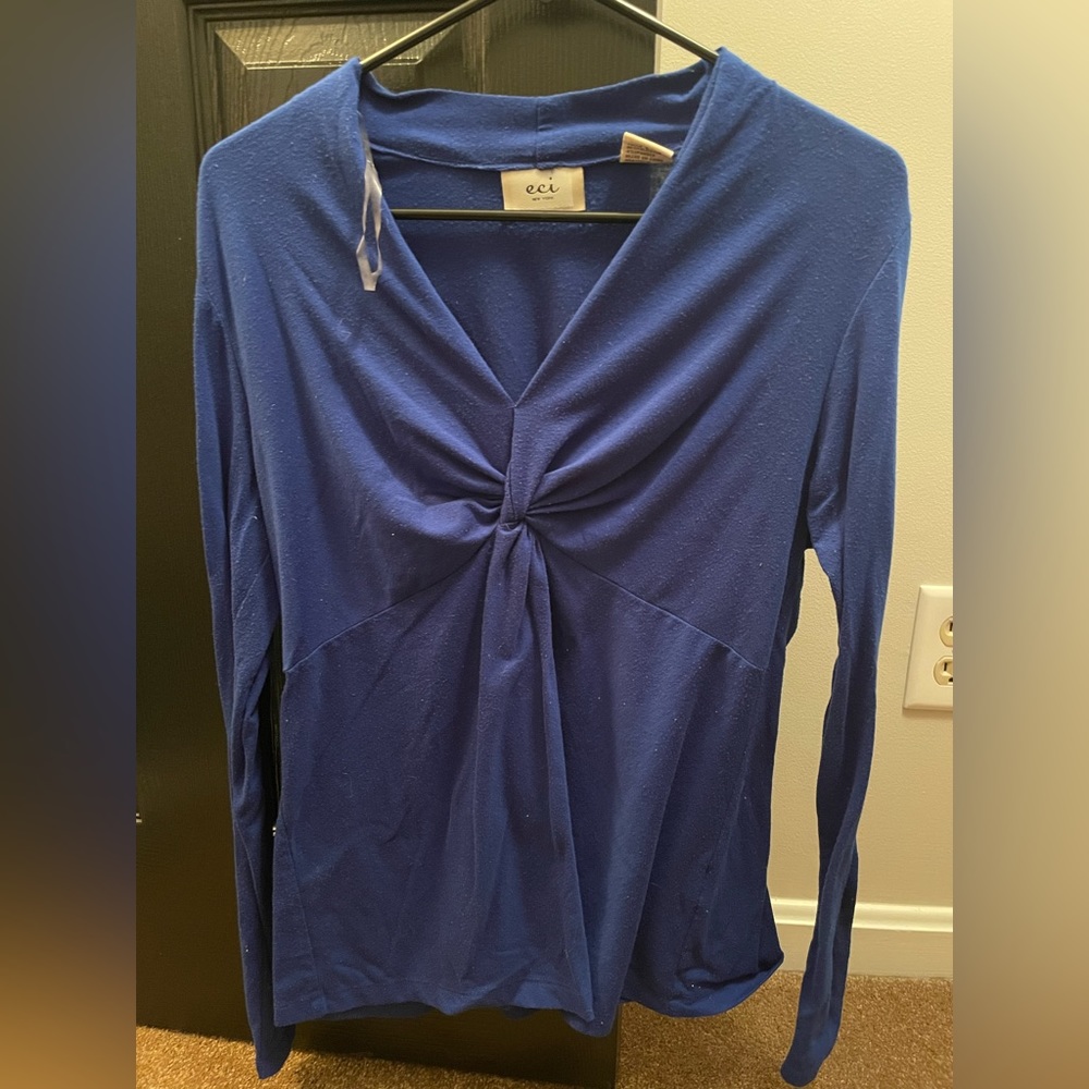 Blue ECI V Cut Blouse